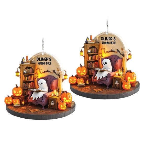 1 Pair Halloween Spooky Ornament Hanging Pendant Durable Construction Cartoon Ghost Design Versatile Home Decoration