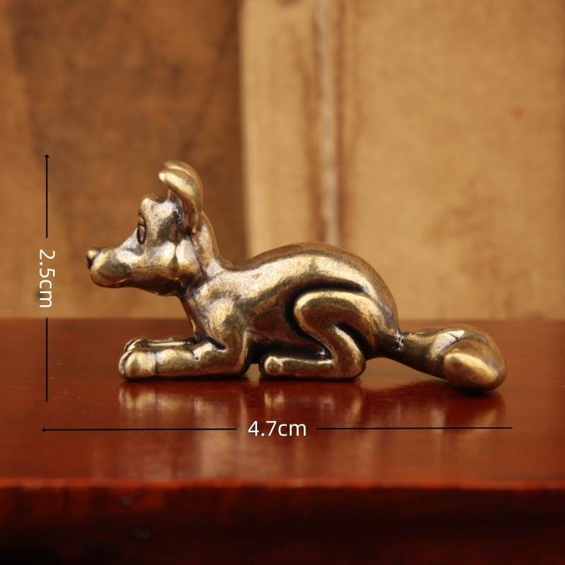 Mini Brass Puppy Statue Cute Dog Metal Sculpture Wolfdog Poodle Hound Pet Figurine Home Decoration Desktop Cabinet Ornaments