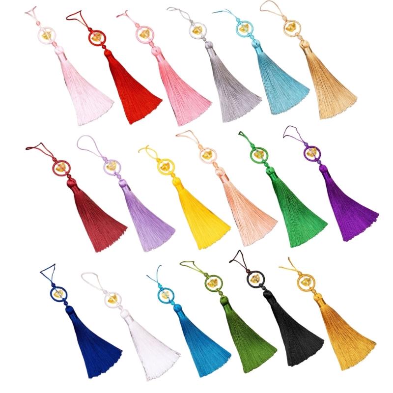 Set of 6Pcs 10cm Lucky Tassels Keychain Holder Wealth Symbol Polyester Fringe for Bag Decoration Jewelry Making