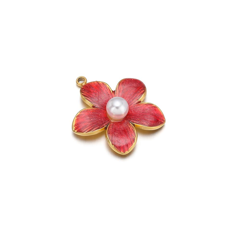 5pcs Stainless Steel 18K Gold Color Enamel Colorful Flower Charms Pendants for DIY Jewelry Necklace Making Bracelets Accessories