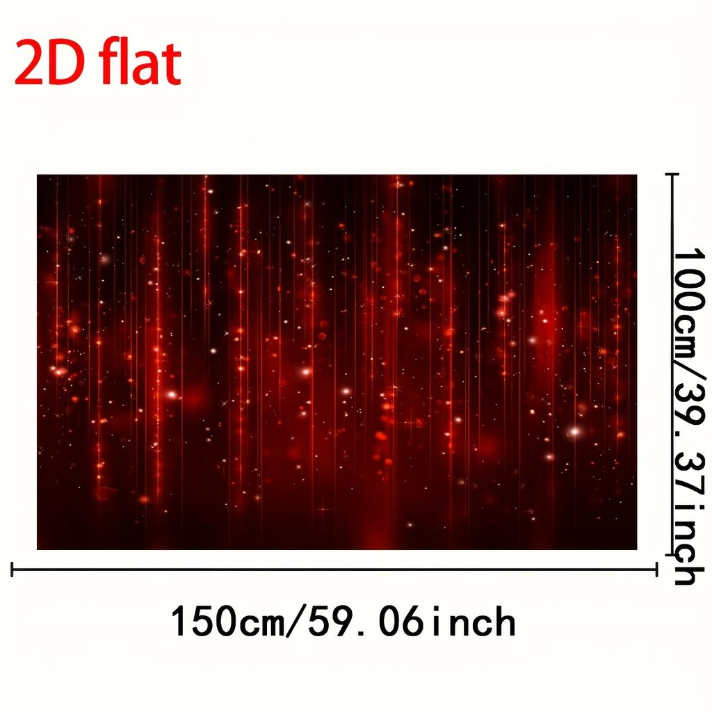 One piece of red shiny stars and light party backdrop fabric - deep wine red night sky glitter banner  polyester fabric