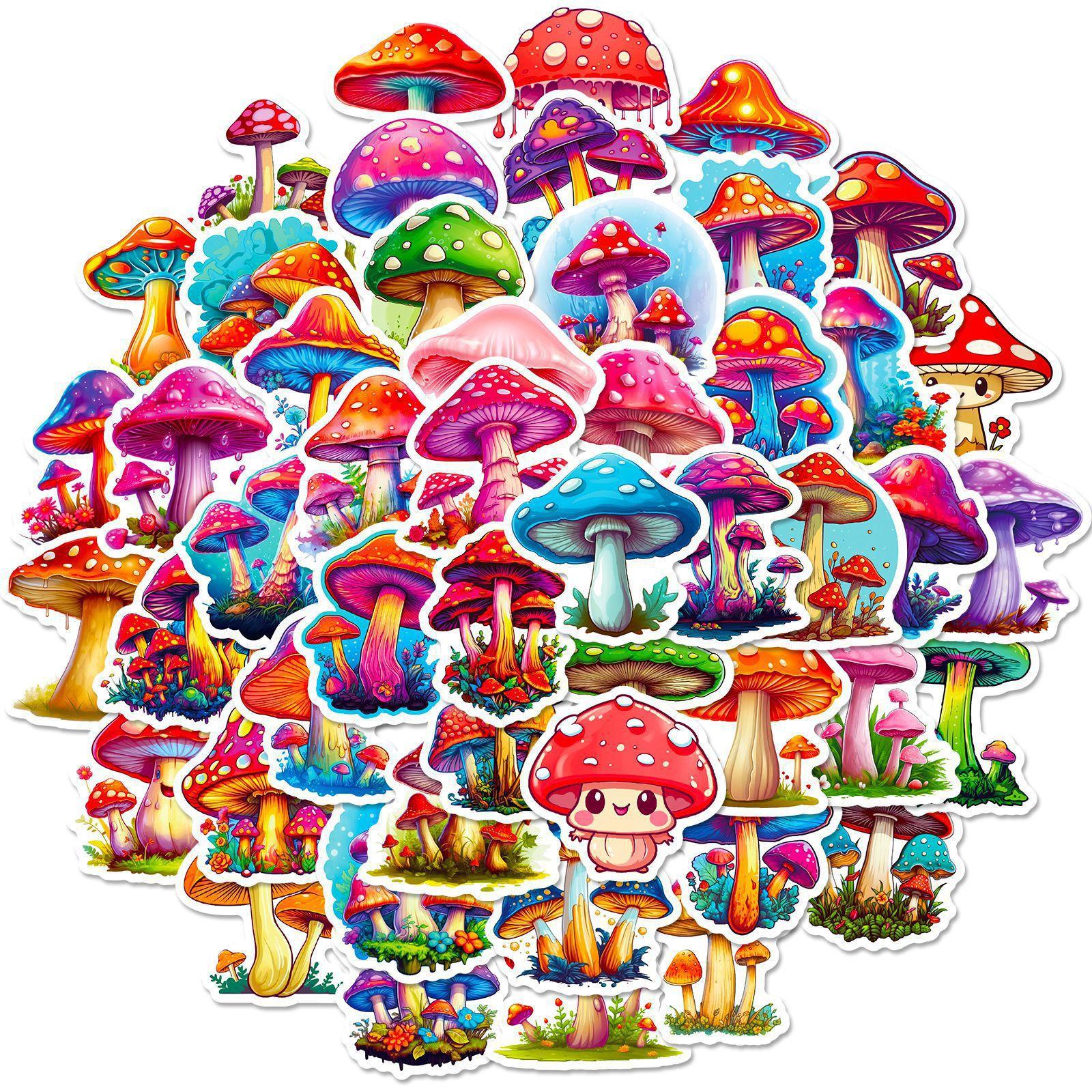 

50 Наклеек с грибами Психоделические Красочные Грибы Персонализированные Граффити Наклейки Гироскутер Чемодан