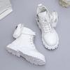 Boys And Girls Side Zipper Round Head Pocket Bag Fashion Boots Flat Bottom Short Casual Martin Boots Parent-Child
