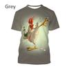 Chicken 3D Printed Short Sleeved T-shirt Summer Breathable Polyester Simple Round Neck Top