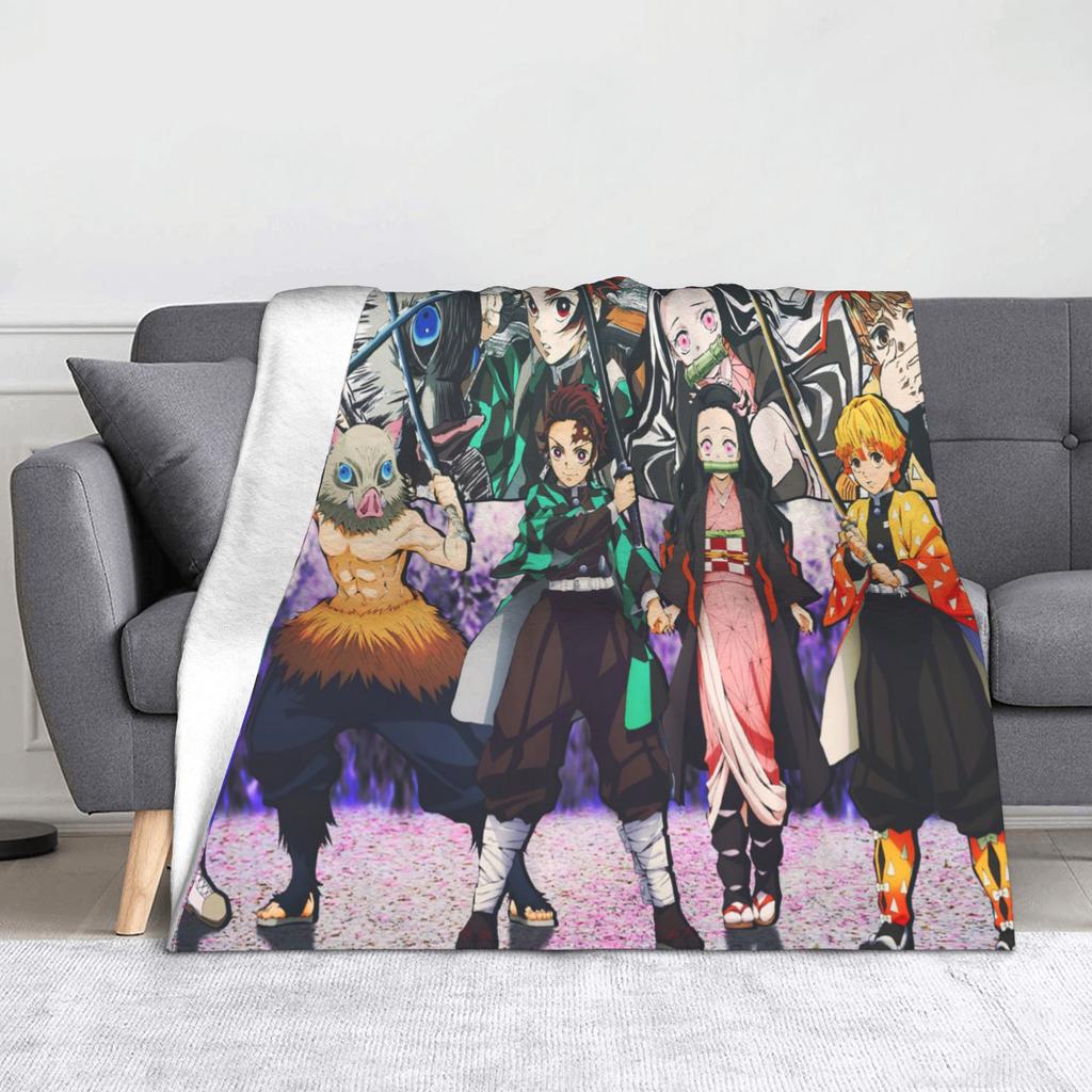 Kyojuro Rengoku Kimetsu No Yaiba Blanket Velvet Spring Autumn Japanese Anime  Multifunction Throw Blanket for Sofa Bedroom Quilt
