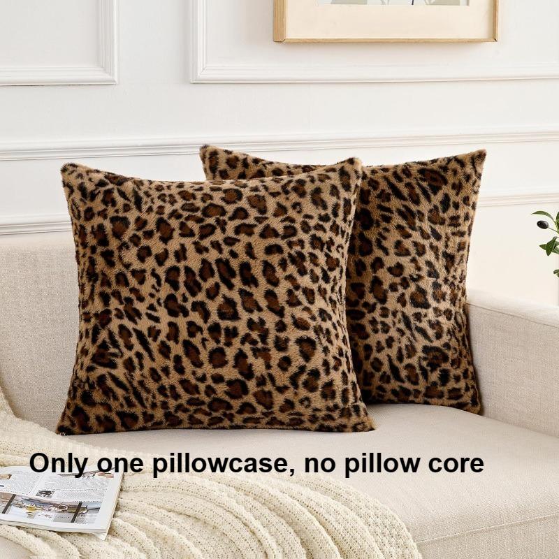 1pcs Short Velvet Leopard Print Pillowcases, Soft Plush Sofa Pillowcases, Home Sofa Decoration Covers, Pillow Covers
