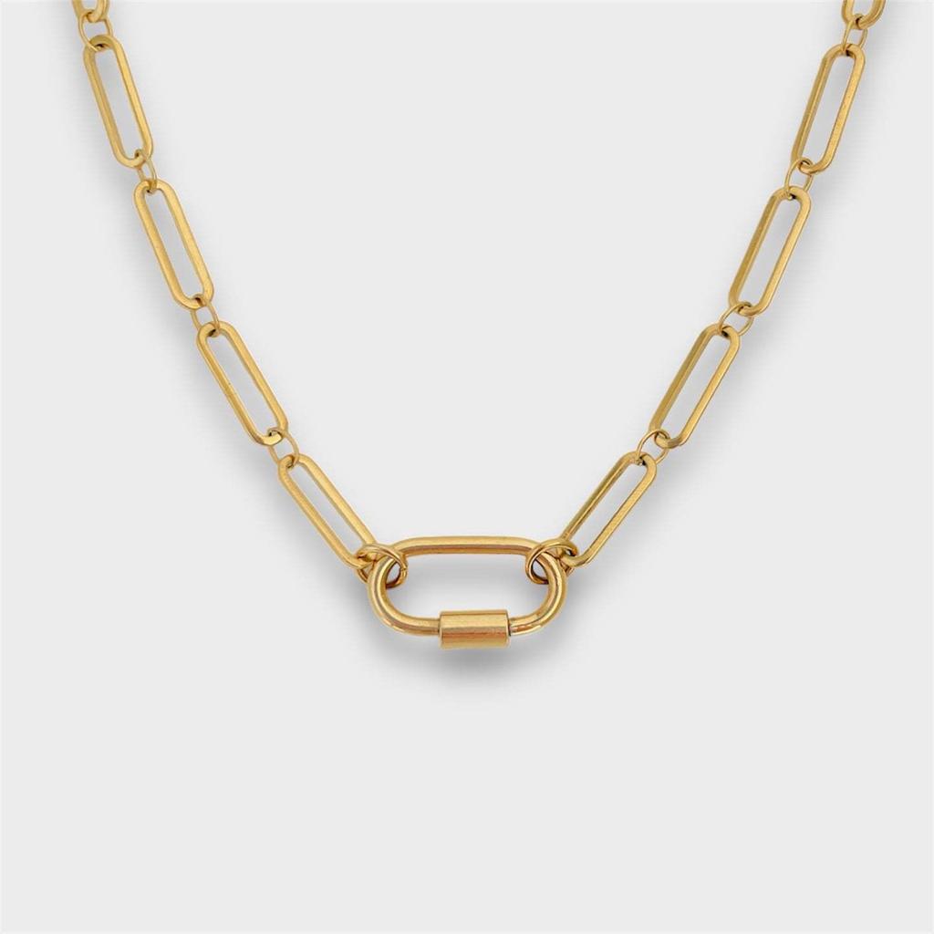 Titanium Steel Furnace Vacuum Plating 18K Real Gold Spring Buckle Opening Ring Pearl Paperclip Removable Base Chain