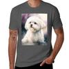 Maltese Watercolor Illustration T-Shirt Comfortable Work Wear Tee