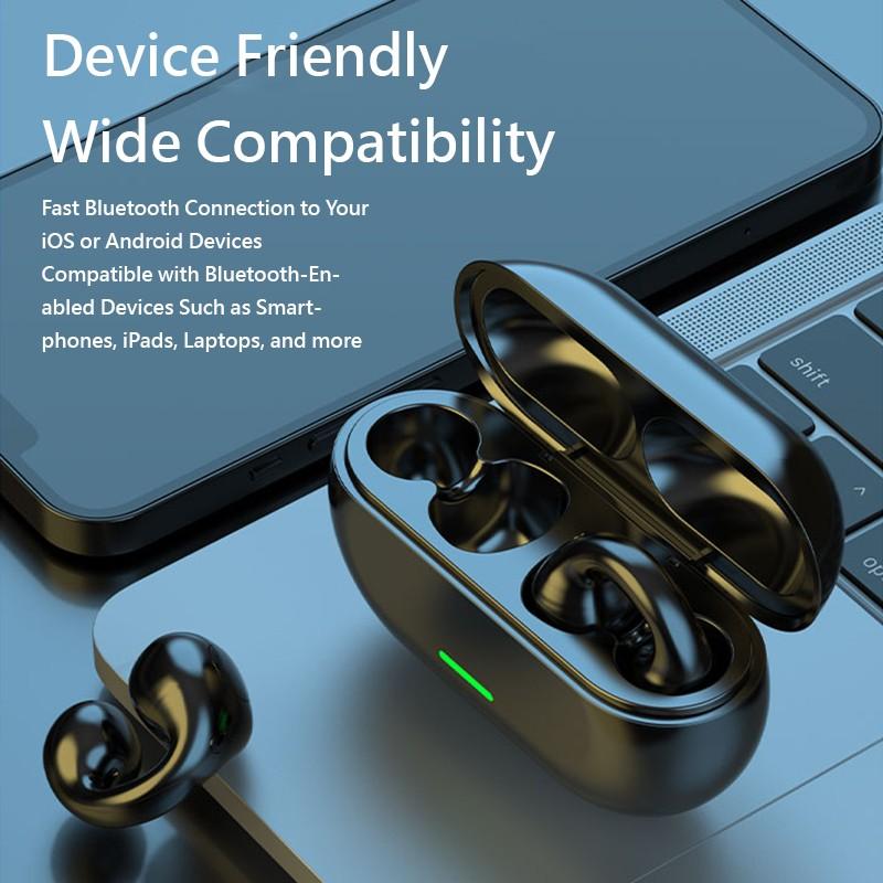 TWS Wireless Bluetooth5.3 Earbuds, 9D Stereo Earclip Headset, Sport  Noise Cancelling Bluetooth Earphones With Charging Case