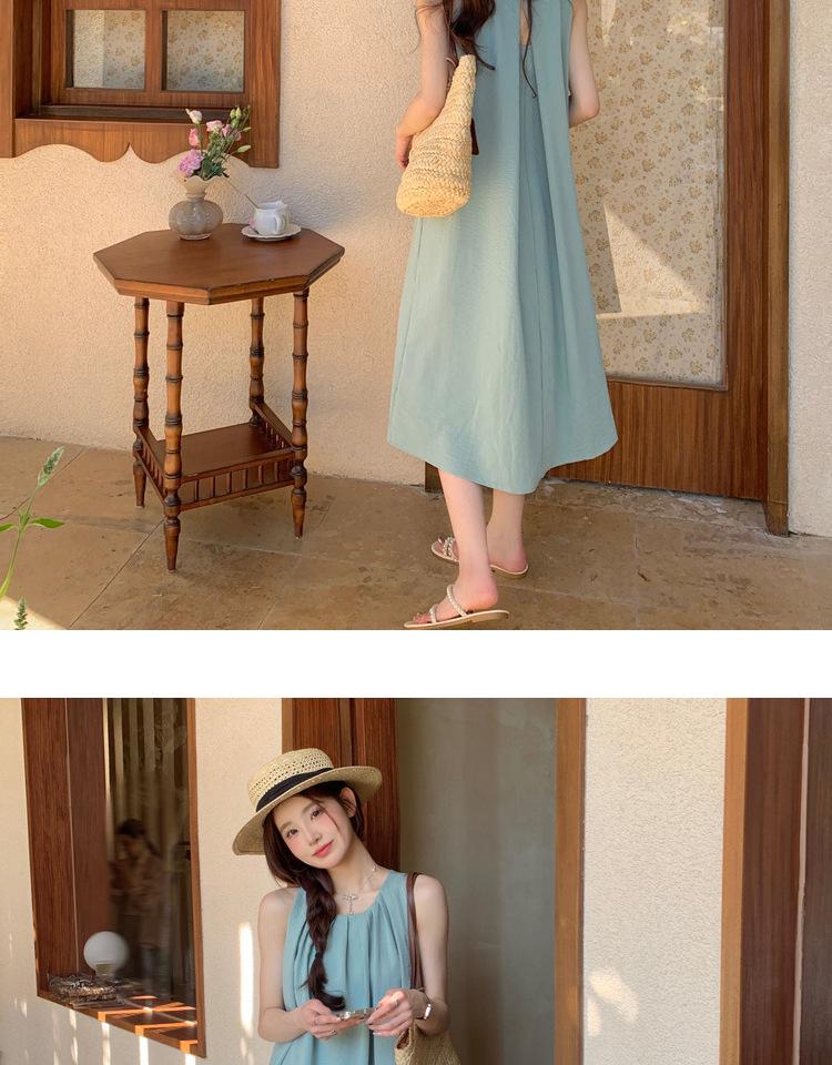 Minimalistisches ärmelloses Strandkleid - Locker, einfarbig, langer Rock für den Sommer