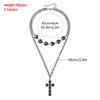 Fashion Black Rhinestone Heart Cross Pendant Necklaces for Women Punk Double Layered Silver Color Chain Necklaces Party Jewelry