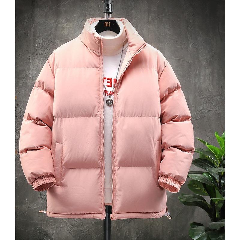 New Winter Large Size Thick Loose Cotton Coat Solid Color Stand Collar Bread Suit Men