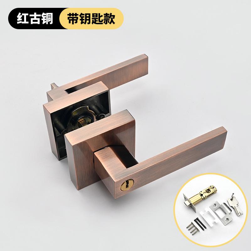 Indoor Bedroom Three Bar Handle Lock, Room Door Lock Handle, Household Universal Lock