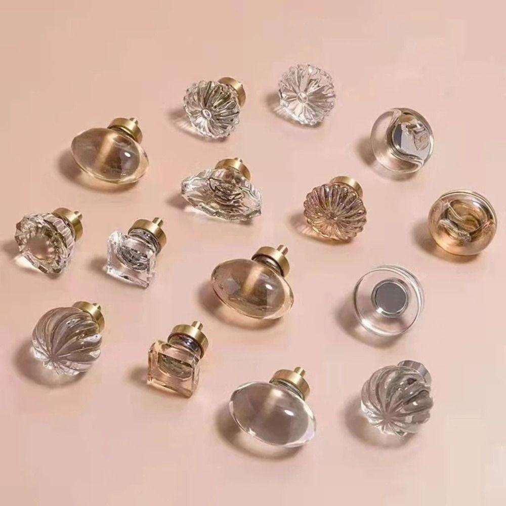 Crystal Glass Kitchen Cabinet Knobs Champagne / Transparent Wardrobe Handles  Cabinet Door