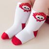 5 Pairs Breathable Infant Socks Fun Cartoon Prints Moisture Wicking New Year'S Socks For Daily Activities