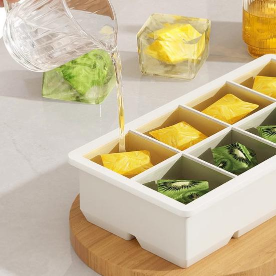 Square Silicone Ice Cube Tray with Lid  6-Cavity Easy Release Ice Cube Mold Stackable BPA-free Ice Cube Maker Dishwasher Safe Home Bar Essential