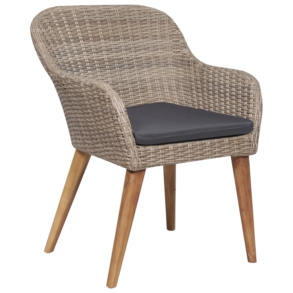 Garden Chairs with Cushions 2 Pcs Brown Poly Rattan