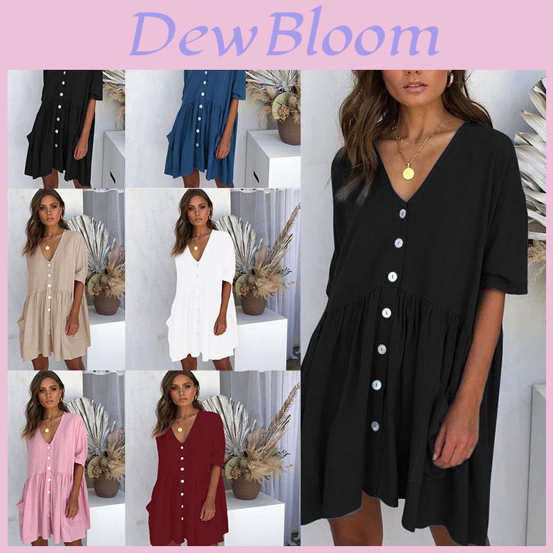 Elegante Vestito a Tunica Estivo da Donna con Manica a 3/4 per Uscite Casual in Spiaggia e Vacanze