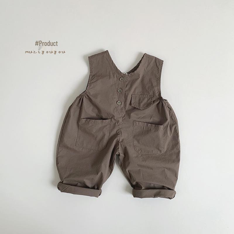 

Trendy Korean Mori Style Spring-Summer Retro Jumpsuit for Kids 110 cm кофейный