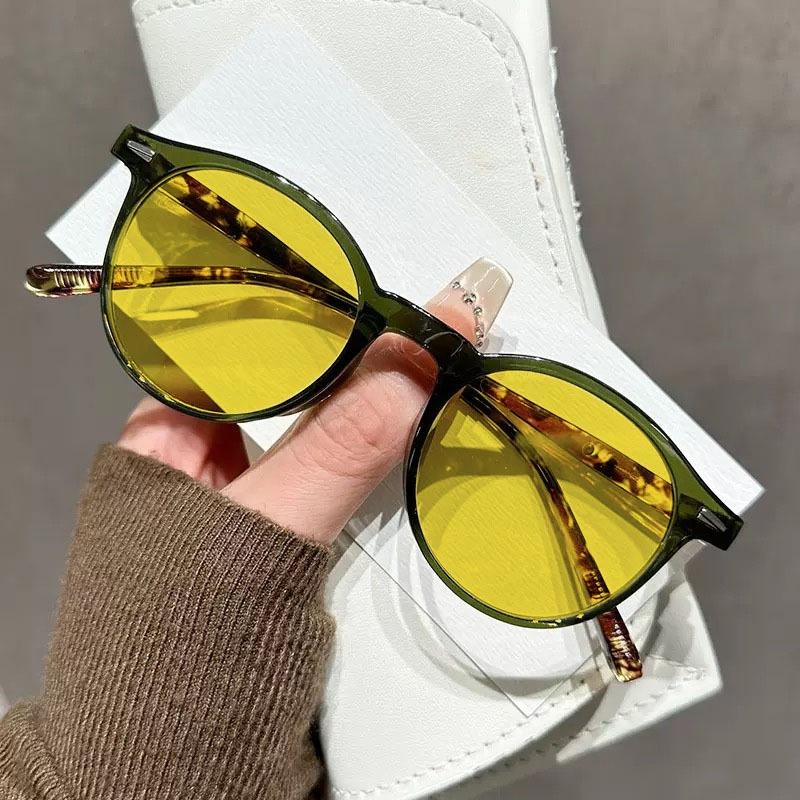 New Round Frame Night Vision Glasses for Night Driving Fashion Style High-definition Leopard Print Frame Near Sight Eyeglasses