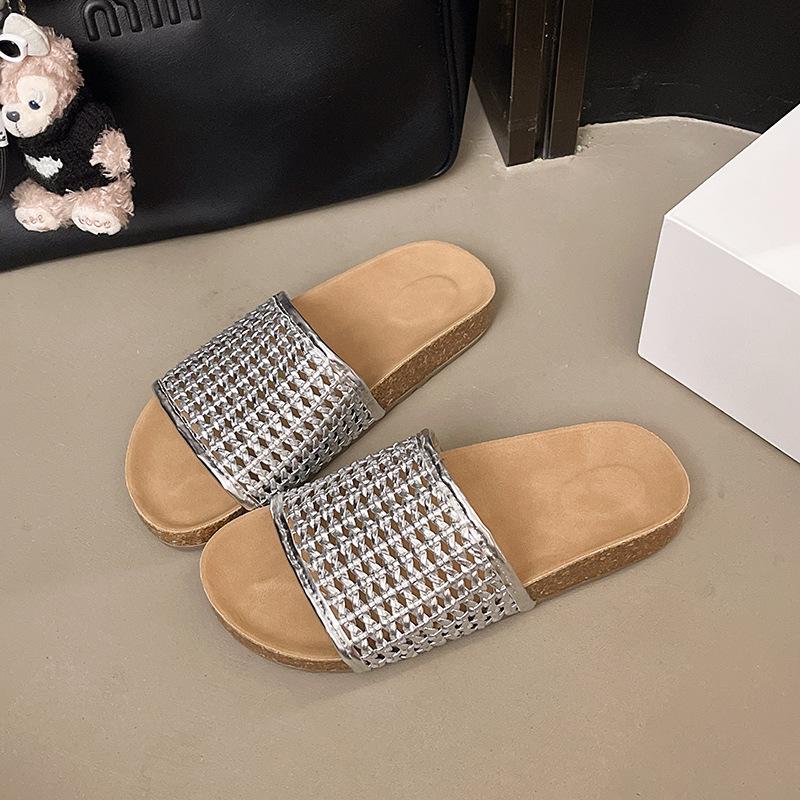 

Женские французские плетеные римские сандалии - сотни пляжных ультралегких дышащих повседневных сандалий с ажурной подошвой Cloud Cubs 40 серебряный