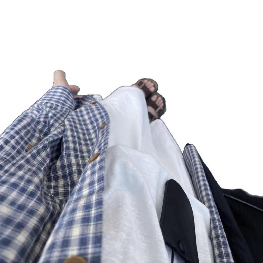 Women's Early Autumn Casual Blue Plaid Jacket-Shirt, American Retro Style