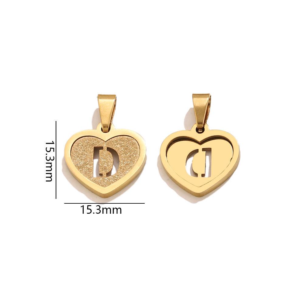 5Pcs/Bag Stainless Steel Gold-plated Heart Letter Pendant DIY Accessory Fashionable Versatile Letter Necklace Pendant