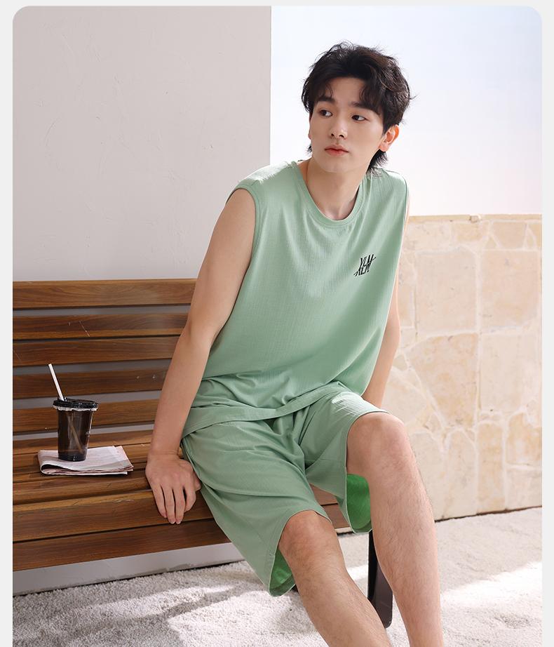 Xuan Liang Men's Sleepwear Summer Modal Cotton Tank Top Shorts Casual Outable Large Cool Home Furnishing Set