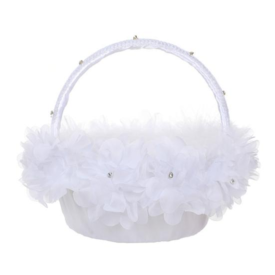 Blomsterkurv Iøynefallende dekorativ gasbind Blondedekorasjon Søt håndtak Blomsterjentekurv Hjemmeinnredning