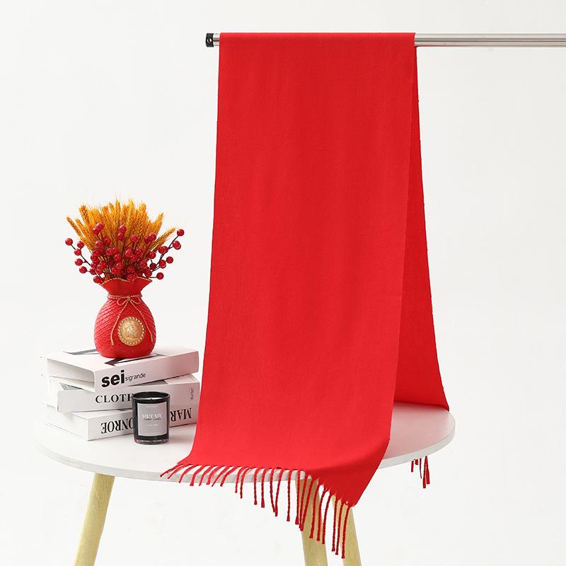 Women's Thickened Warm Red Jacquard Scarf 2026 - Imitation Cashmere, Versatile Winter Style