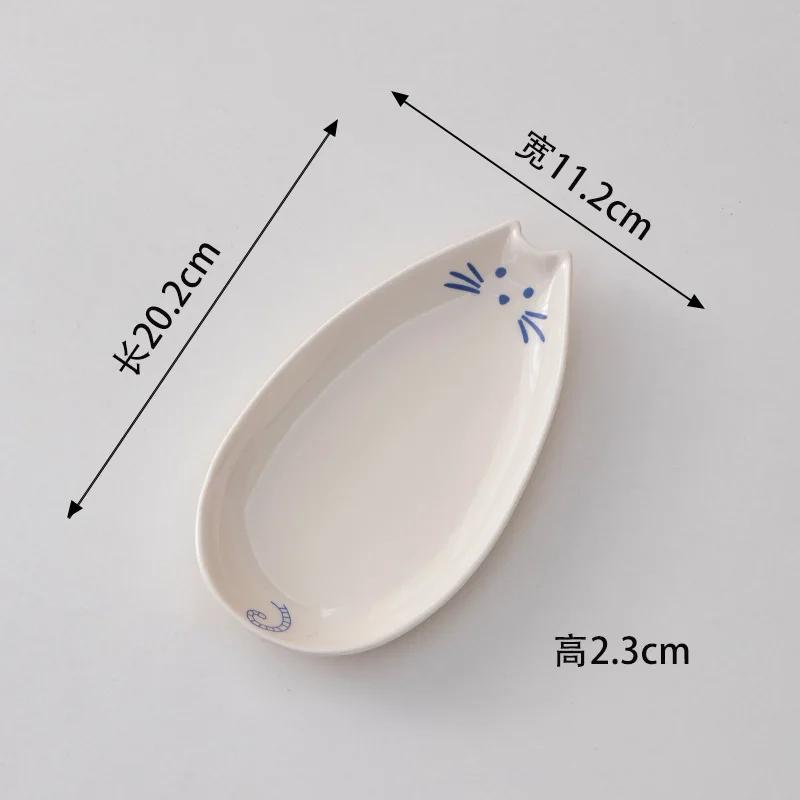 Creative Ceramic Cartoon Cat Plate Japanese Painted Cat Snack Plate Nuts Snack Fruit Salad Dish Tableware Home Kitchen Supplies