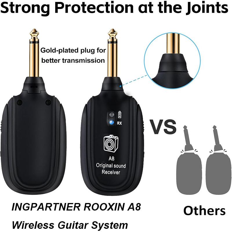 A8 Wireless Guitar System Built In 4 Channels Wireless Guitar Transmitter Receiver For Electric Guitar Bass Violin