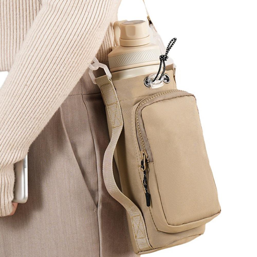with Adjustable Shoulder Strap Water Bottle Holder Pouch with Keychain & Mountaineering Button With Phone Pocket Water Cup Bags