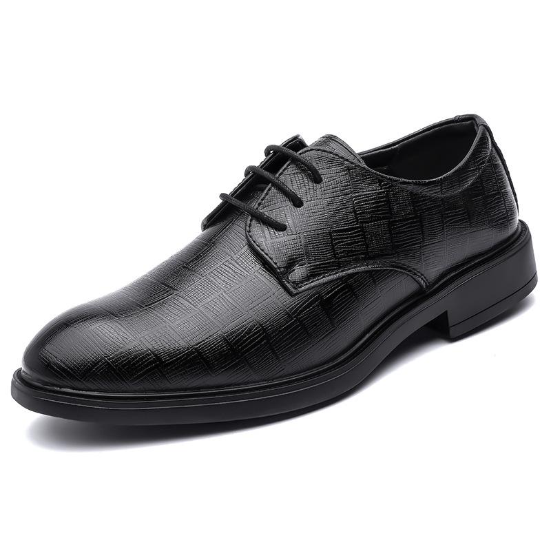 Leather shoes men's business dress high-end sense pointed head inner height increase casual shoes British groom wedding leather soft leather suit