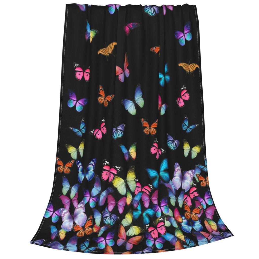 Colorful Butterfly Pattern Digitalprinted Polyester Bedroom Velvet Flannel Cover Blanket Fleece Soft Cover Blankets for Beds