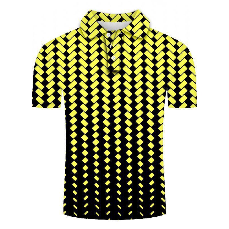 Geometric pattern short-sleeve polo, trendy casual top for everyday use.
