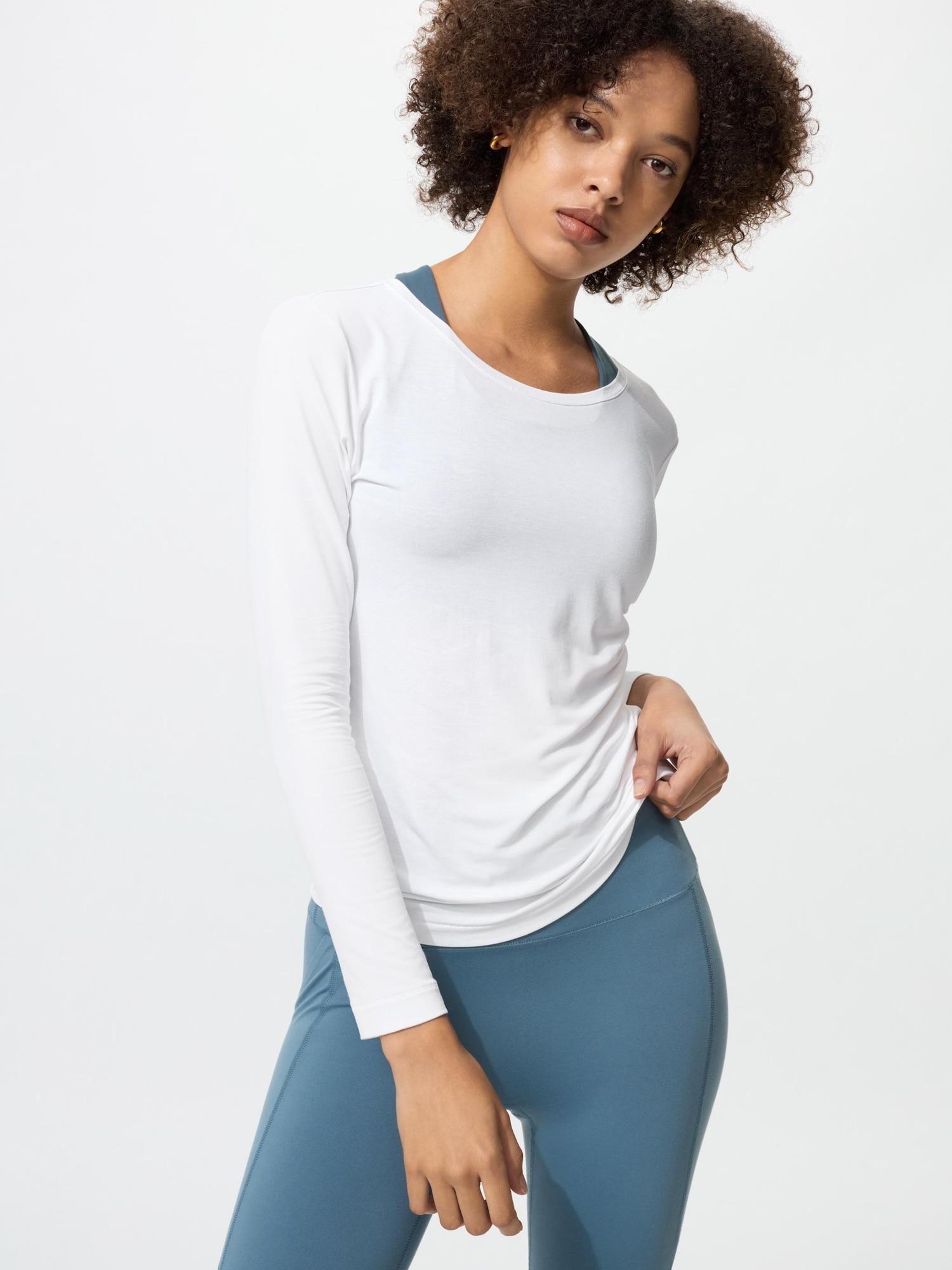 

Uniqlo Japan Air RhyThm Uv CuT футболка с круглым вырезом и длинным рукавом 00 WHITE/3XL