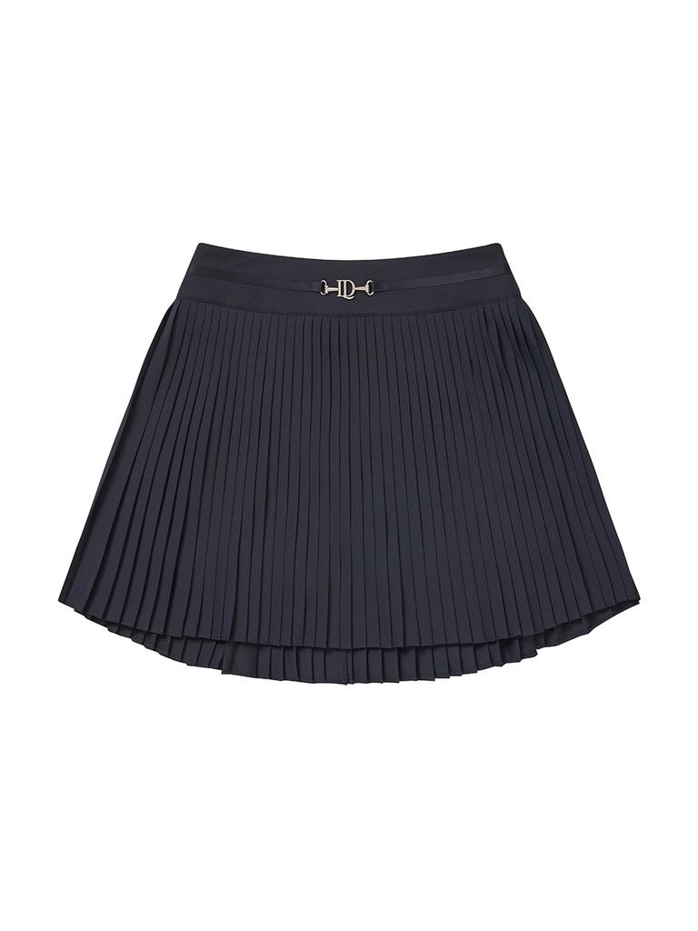 Road Roar Metal Logo A-Line Pleated Skirt Navy
