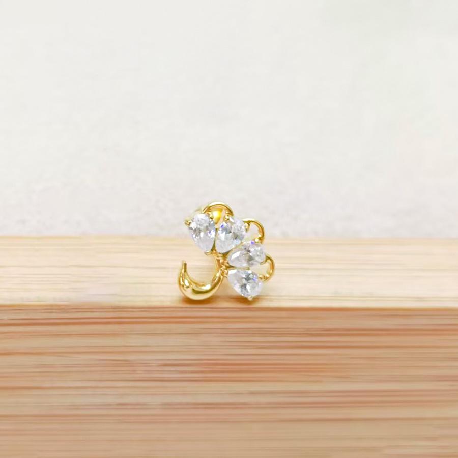 F136 Titanium Flower Peacock Crown Earrings, Long Studs for Cartilage Piercing, 1.2/1.0 Thickness