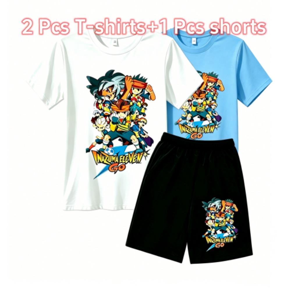 Fashion Anime Character Games Print Outdoor Street Kids T-shirt and Shorts Summer Home Casual Outfit Boy and Girl's Sports Set