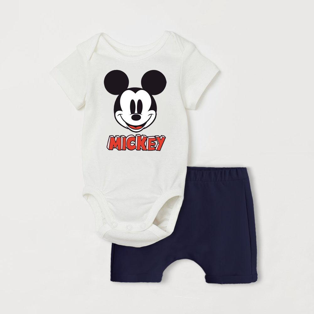 Set di vestiti estivi per neonato con body e pantaloncini, stile cartone animato