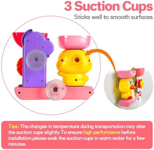 Baby-Badespielzeug für 1-3-Jährige mit 3 Saugnäpfen, interaktivem Wasserrad & Gießkanne, Badespielzeug-Geschenk für Jungen & Mädchen