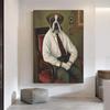 Abstract Vintage Dog Jazz Fashion Lady Canvas Painting Wall Art Pictures Posters and Prints for Living Bedroom Home Decoration No Frame
