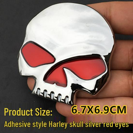 3D Metal Skull Car Emblem: Halloween Harley Hood, Tail, and Side Sticker