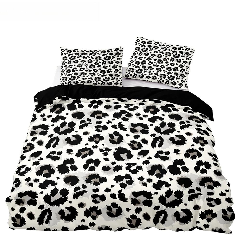 Set Biancheria da Letto Stile Americano Queen Rosa Motivo Leopardo Copripiumino con Federa Singolo Matrimoniale King Piumino Morbido Copriletto
