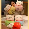 Lucky Cat Plush Pillow+Carpet 2 In 1 Stuffed Maneki Neko Sleep Blanket Cushion Hand Warmer Cartoon Throw Pillow with Blanket