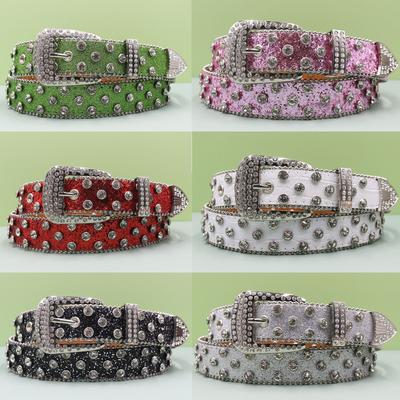 European and American Style Punk Belt Inlaid with Rhinestone Sequins Hot Girl Style Rock Fashion Belt Men's and Women's Belt