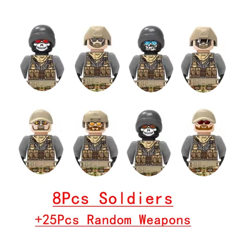 25/50/100ks Vojenské zbraně SWAT Zbraň Dělo Voják Armáda Policejní klobouk Stavebnice Figurka Příslušenství Modelové kostky DIY Hračka
