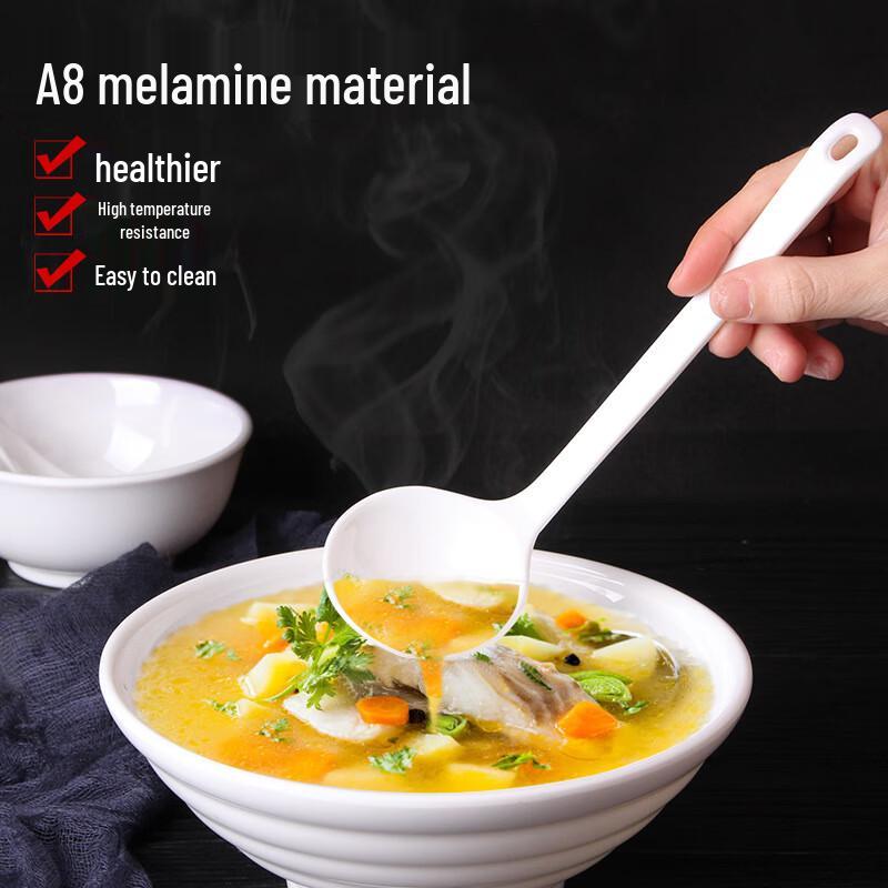 Jingyu Melamine Long-Handle Fishtail Soup Spoon