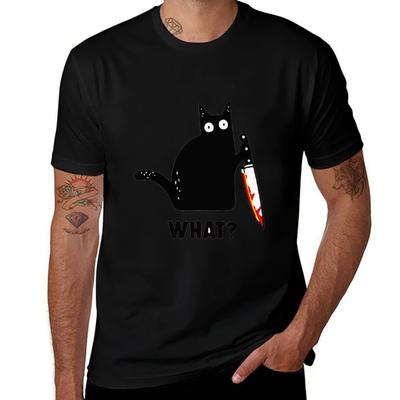 Cat With Knife Mem Tshirt Work Outdoor Tshirt For Unisex